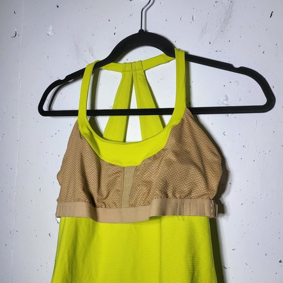 Lululemon Women's Yellow Striped Racerback Tank Top Size 6 Athletic Active Neon - Picture 7 of 9